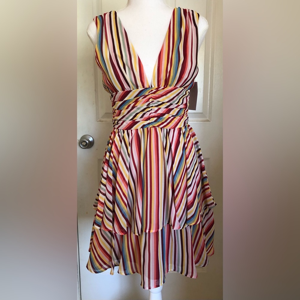 Wayf brand candy stripe dress XS NWT sleeveless flowy sexy feminine style